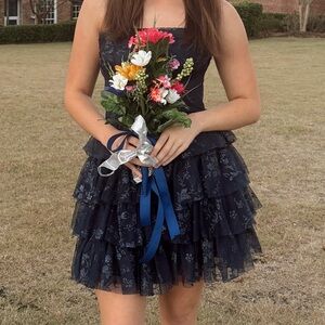 Macy’s Strapless Corset Blue Dress